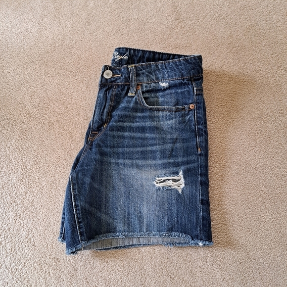 American Eagle Denim Shorts Women's Size 8 Blue Distressed Jean Shorts - Picture 11 of 12